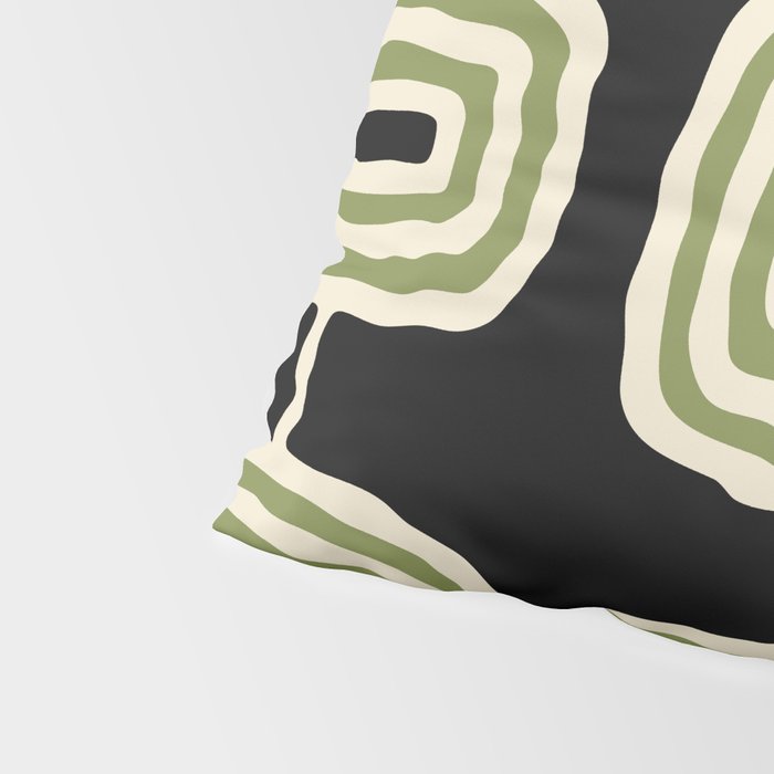 Mid Century Modern Decoration 236 Black Beige and Olive Green Pillow Sham Gallery Image 4