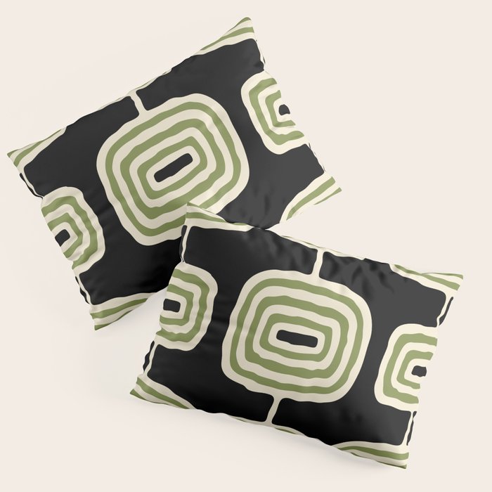 Mid Century Modern Decoration 236 Black Beige and Olive Green Pillow Sham Gallery Image 3