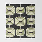 Mid Century Modern Decoration 236 Black Beige and Olive Green Throw Blanket Gallery Image 2