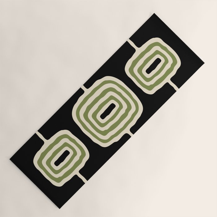 Mid Century Modern Decoration 236 Black Beige and Olive Green Yoga Mat Gallery Image 1