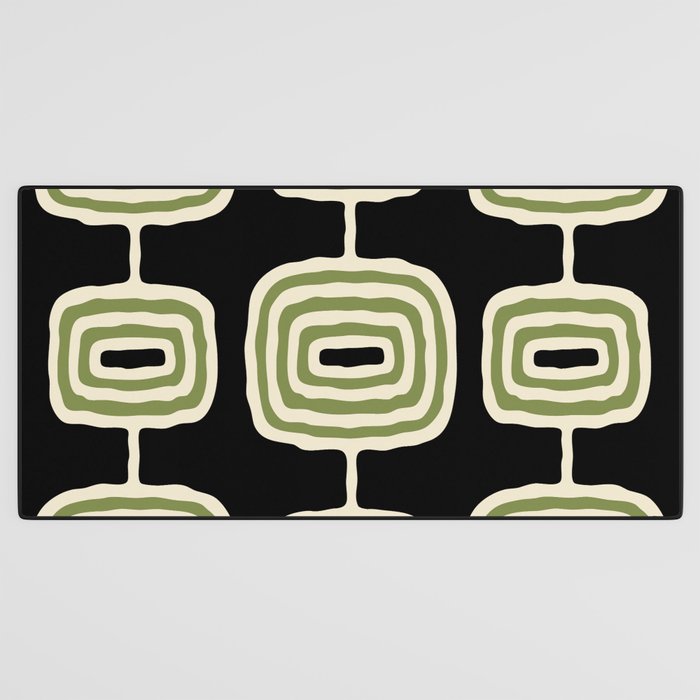 Mid Century Modern Decoration 236 Black Beige and Olive Green Desk Mat Gallery Image 3