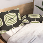 Mid Century Modern Decoration 236 Black Beige and Olive Green Pillow Sham Gallery Image 2