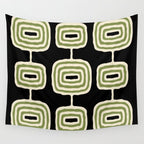 Mid Century Modern Decoration 236 Black Beige and Olive Green Wall Tapestry Gallery Image 4