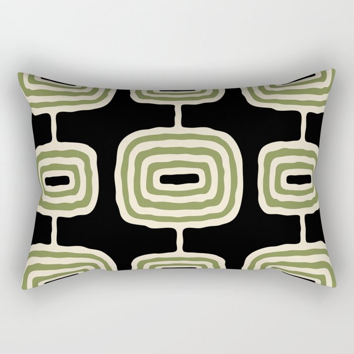 Mid Century Modern Decoration 236 Black Beige and Olive Green Rectangular Pillow Gallery Image 1