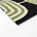 Mid Century Modern Decoration 236 Black Beige and Olive Green Welcome Mat Gallery Image 2