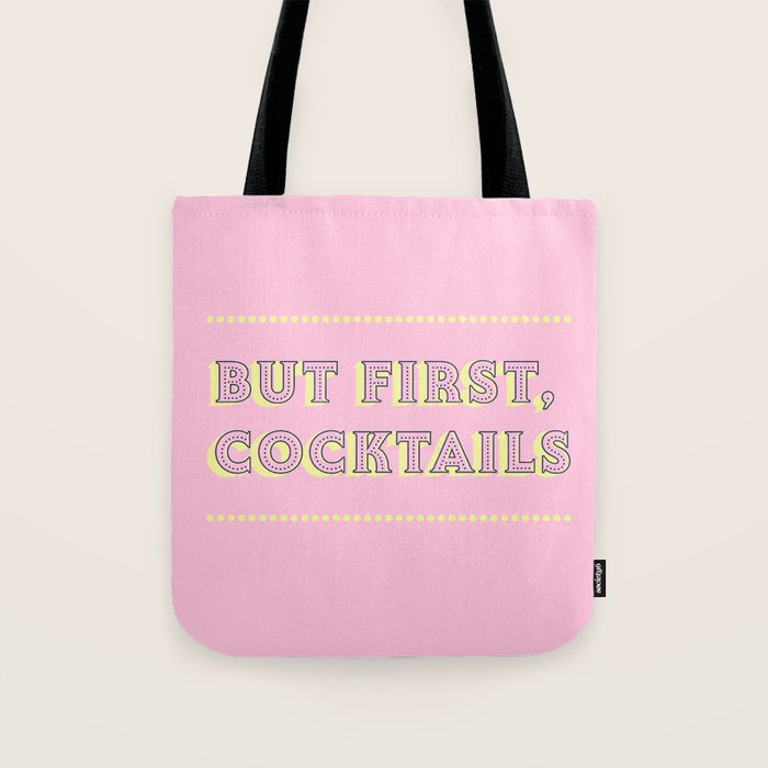 Pastel Pink Party Cocktails Tote Bag Gallery Image 1