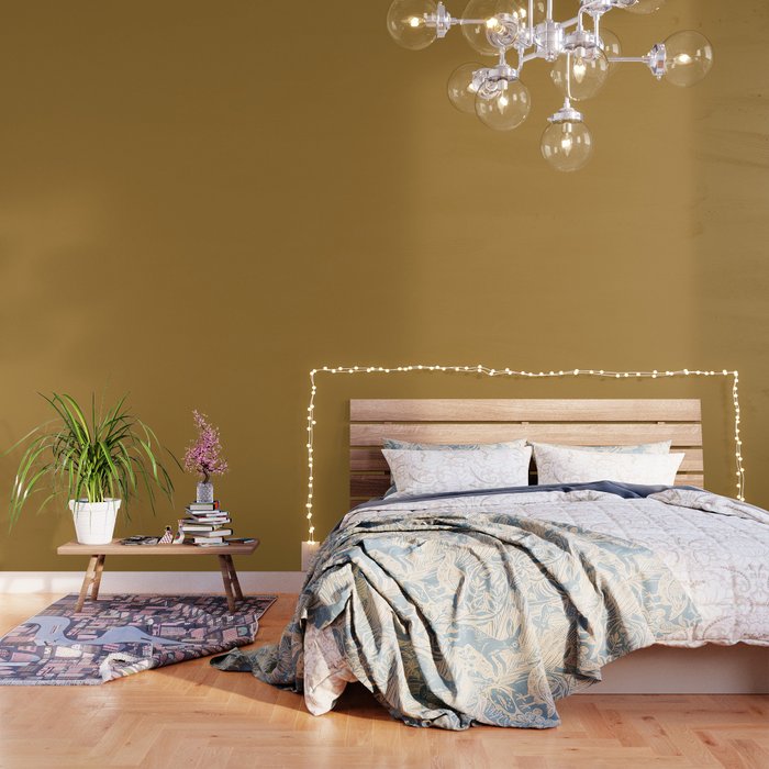 Ochre Yellow Solid Color Wallpaper Gallery Image 1