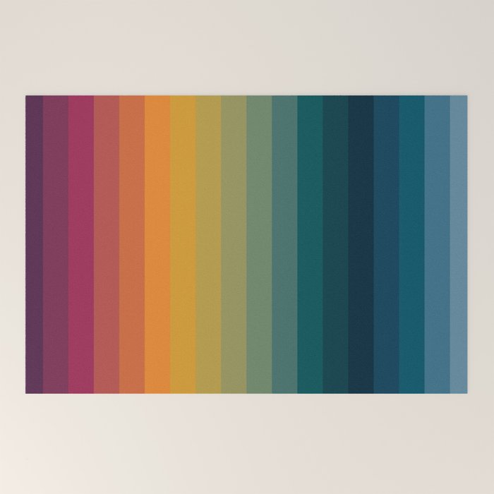 Colorful Abstract Vintage 70s Style Retro Rainbow Summer Stripes Welcome Mat Gallery Image 2