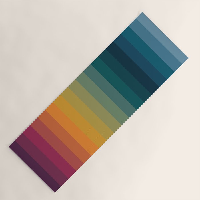 Colorful Abstract Vintage 70s Style Retro Rainbow Summer Stripes Yoga Mat Gallery Image 1
