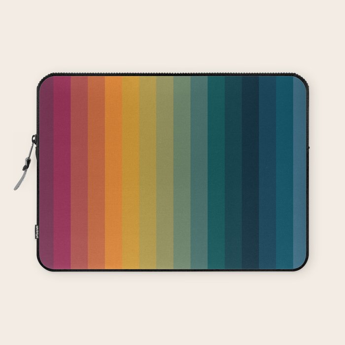 Colorful Abstract Vintage 70s Style Retro Rainbow Summer Stripes Laptop Sleeve Gallery Image 1