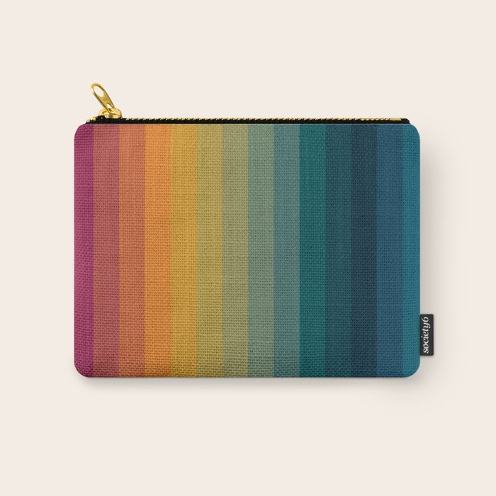 Colorful Abstract Vintage 70s Style Retro Rainbow Summer Stripes Carry All Pouch Gallery Image 1