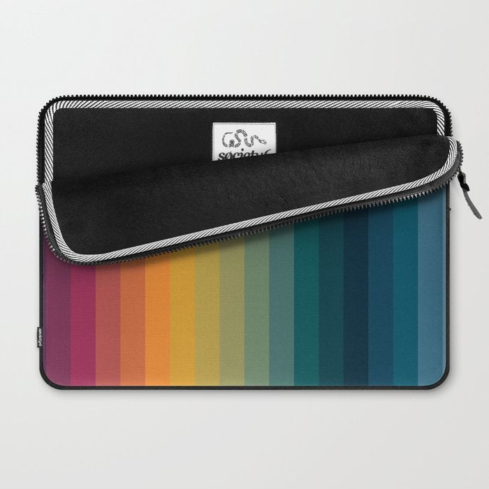 Colorful Abstract Vintage 70s Style Retro Rainbow Summer Stripes Laptop Sleeve Gallery Image 2