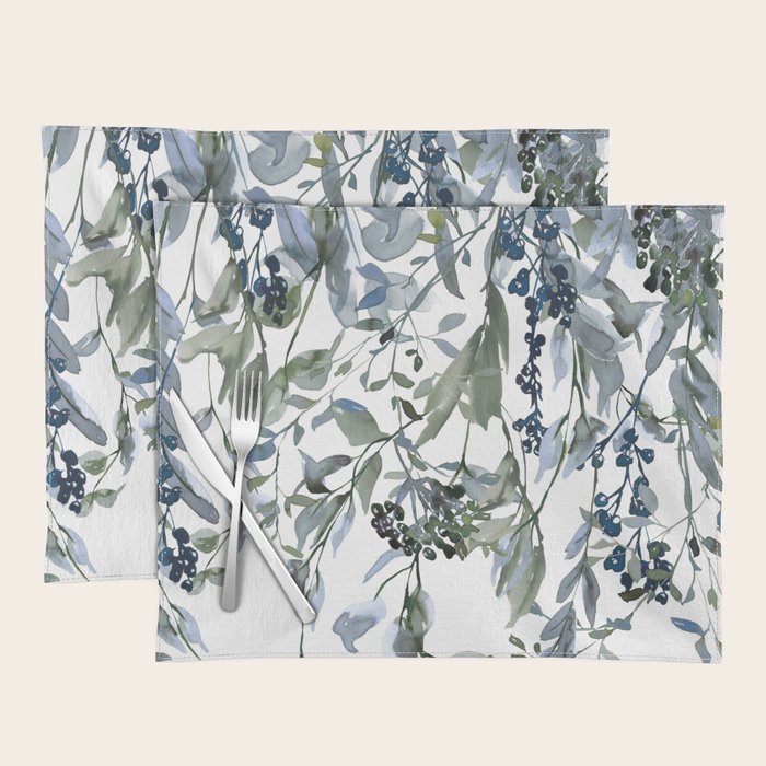 Watercolor Leaves Floral Prints Placemat Gallery Image 1