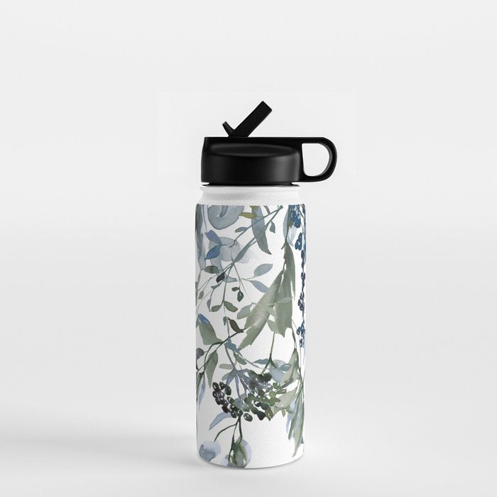 Watercolor Leaves Floral Prints Water Bottle Gallery Image 1