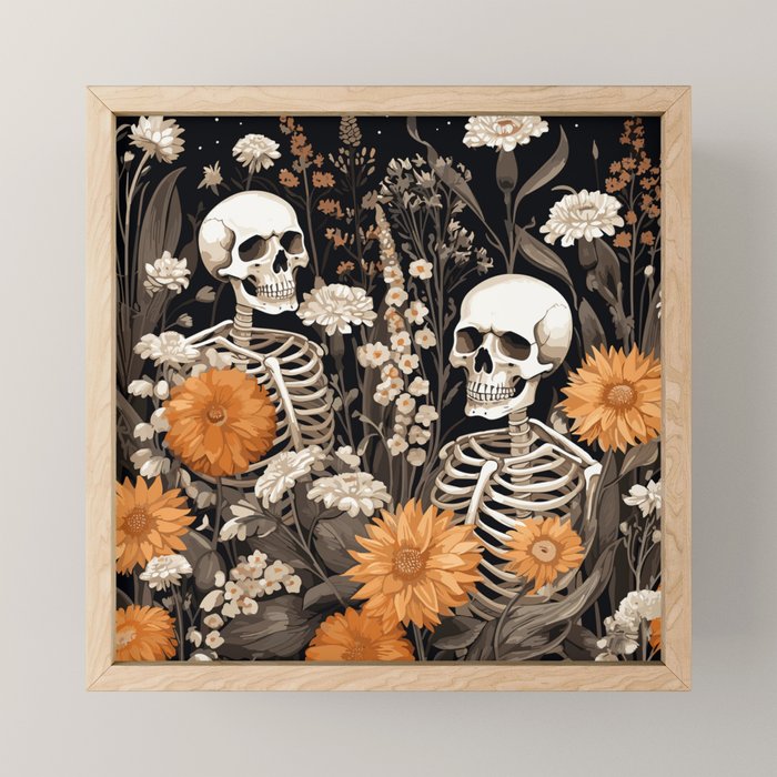 Bones and Blooms Skeleton Art Mini Art Print Gallery Image 1