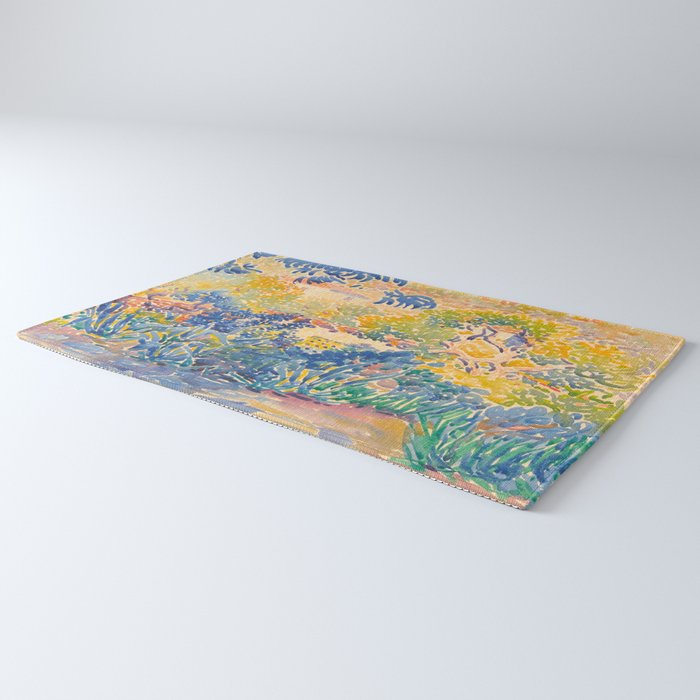 Henri-Edmond Cross Neo-Impressionism Pointillism The Artist's Garden at St. Clair Watercolor Paintin Rug Gallery Image 3