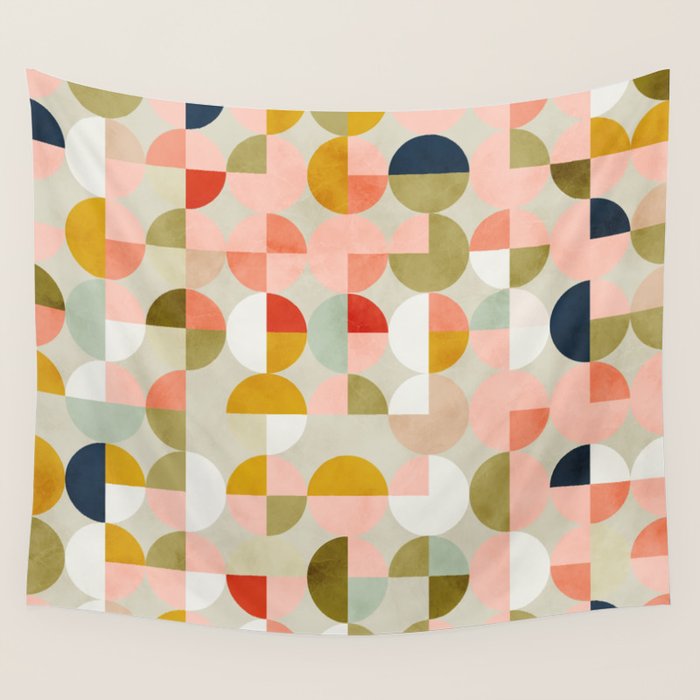 shapes mid century modern abstract Wall Tapestry Gallery Image 4