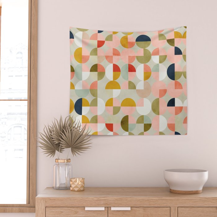 shapes mid century modern abstract Wall Tapestry Gallery Image 2