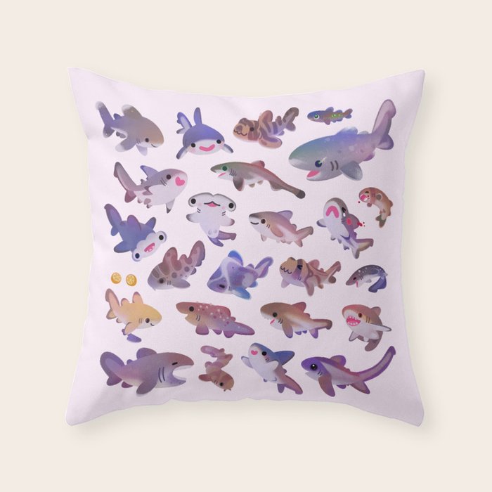 Shark day2 - bright Throw Pillow Gallery Image 6