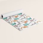 Origami dragon friends // white background aqua orange grey and taupe fantastic creatures Yoga Mat Gallery Image 2