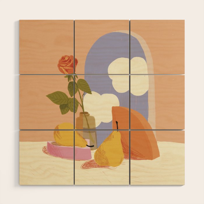 Rose and pears Wood Wall Art Gallery Image 1