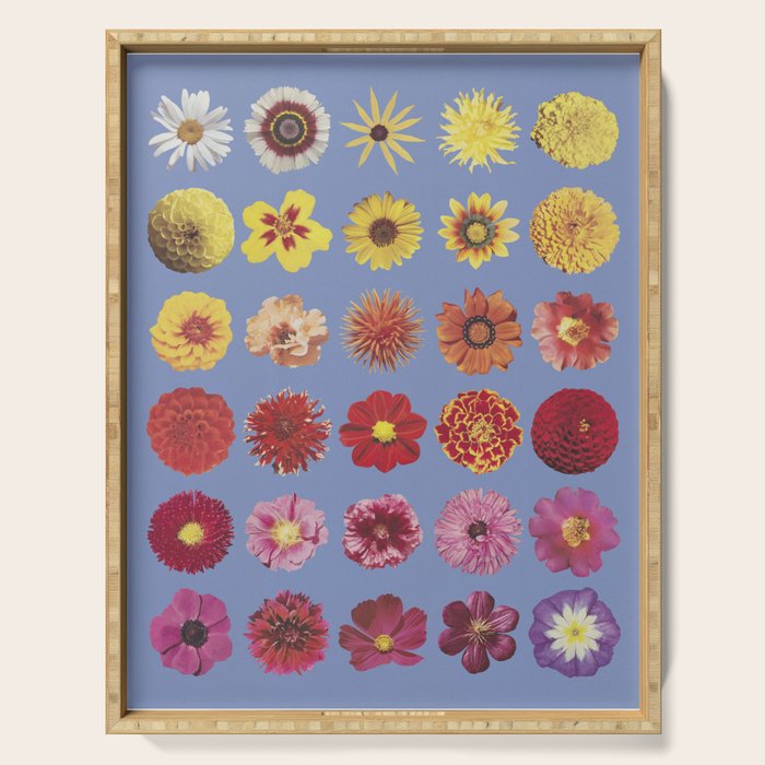 Floral Palette / Blue Background Serving Tray Gallery Image 1