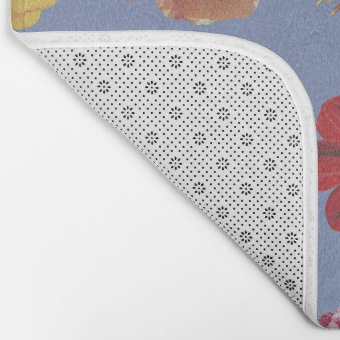 Floral Palette / Blue Background Bath Mat Gallery Image 2