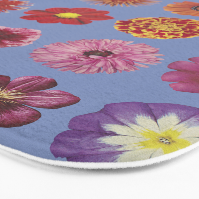 Floral Palette / Blue Background Bath Mat Gallery Image 3