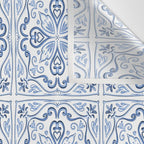 Blue and White Elegant Tiled Pattern Wall Tapestry Gallery Image 3