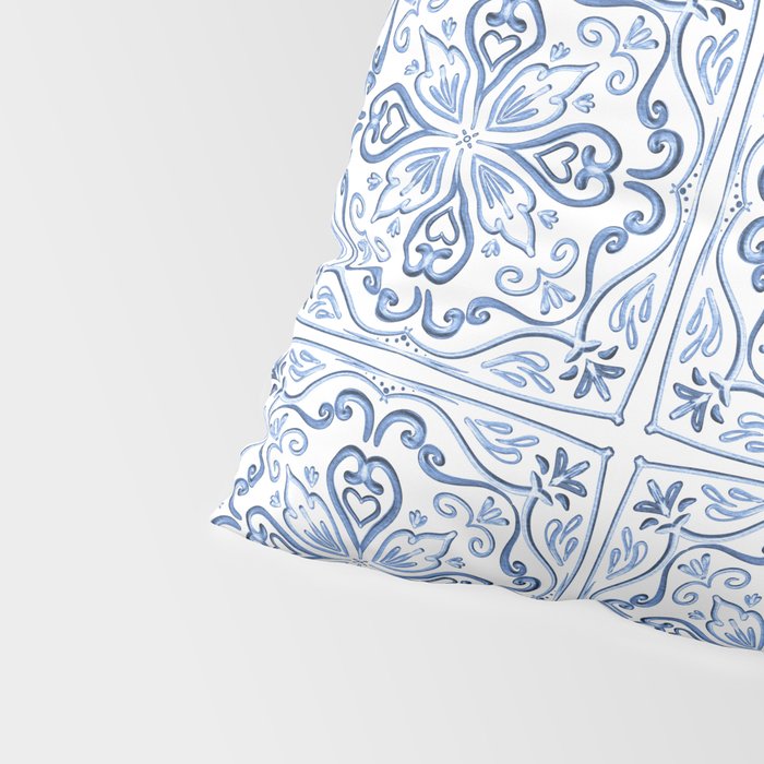 Blue and White Elegant Tiled Pattern Pillow Sham Gallery Image 4
