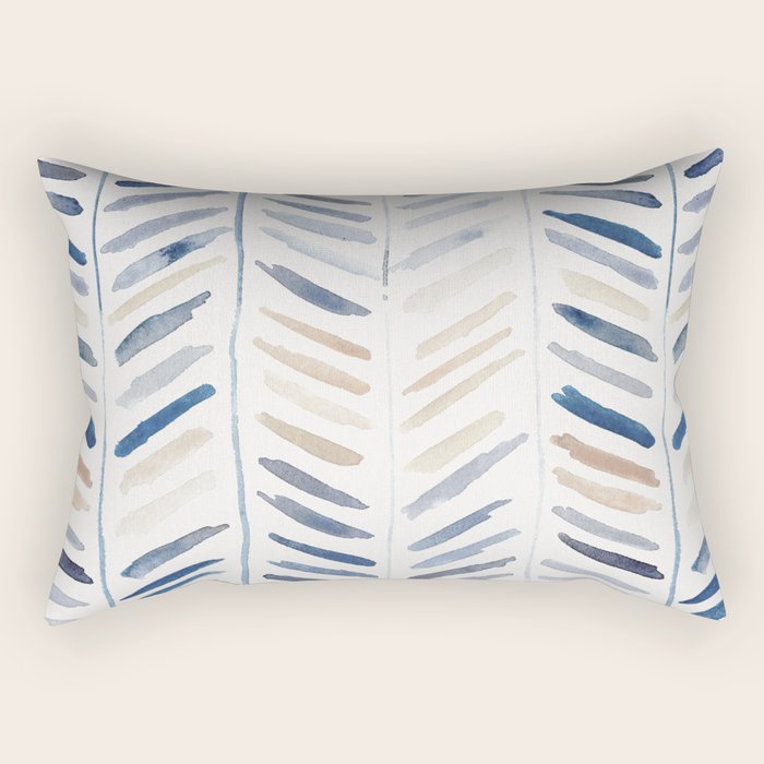 artistic herringbone in indigo and earthy shades Rectangular Pillow Gallery Image 2