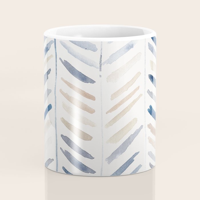 artistic herringbone in indigo and earthy shades Coffee Mug Gallery Image 4