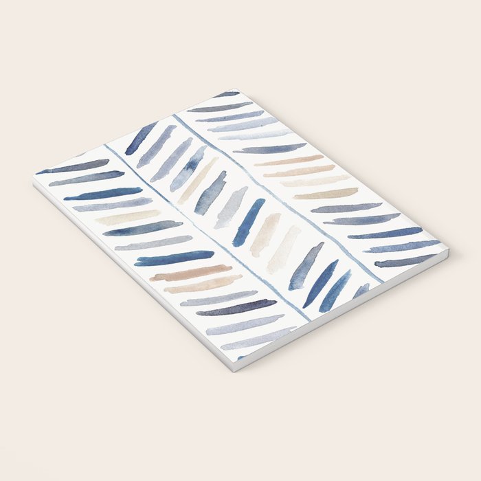artistic herringbone in indigo and earthy shades Notebook Gallery Image 3