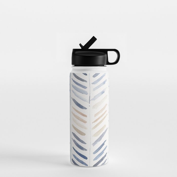 artistic herringbone in indigo and earthy shades Water Bottle