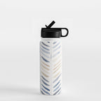 artistic herringbone in indigo and earthy shades Water Bottle Gallery Image 1