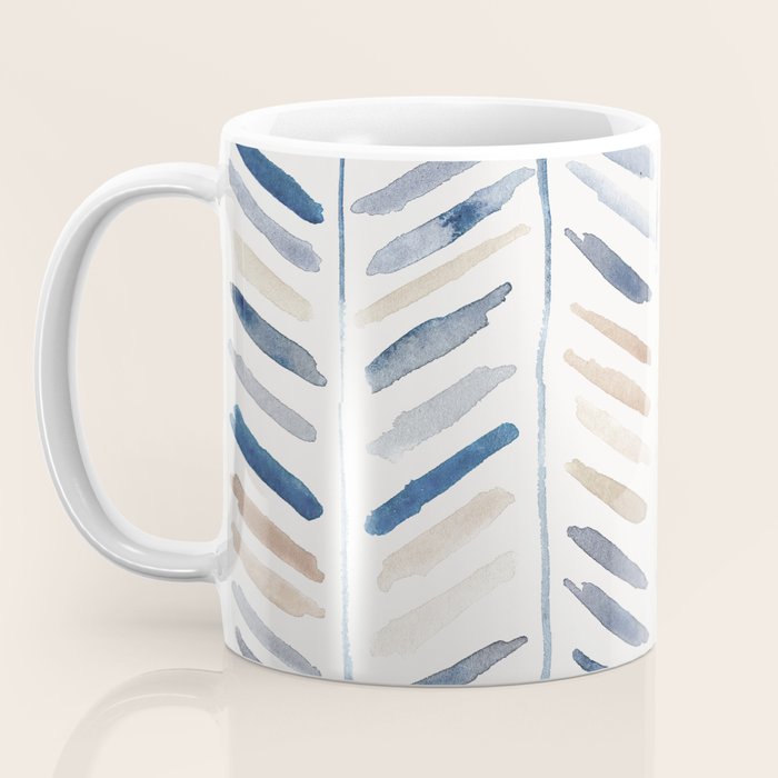 artistic herringbone in indigo and earthy shades Coffee Mug Gallery Image 3