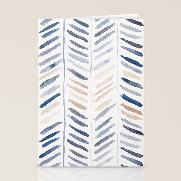 artistic herringbone in indigo and earthy shades Stationery Card Gallery Image 1