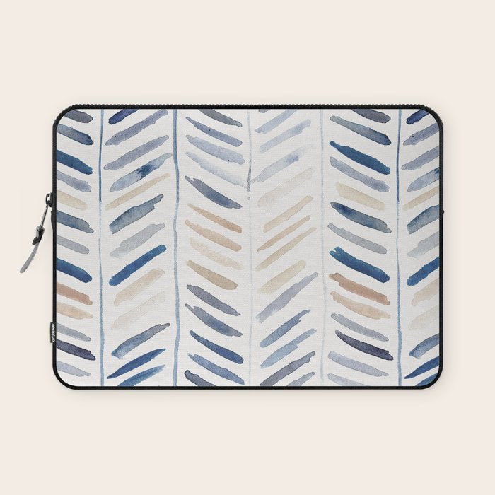 artistic herringbone in indigo and earthy shades Laptop Sleeve Gallery Image 1
