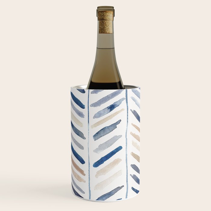 artistic herringbone in indigo and earthy shades Wine Chiller Gallery Image 2