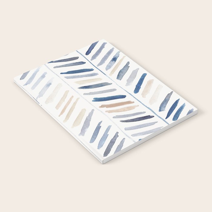 artistic herringbone in indigo and earthy shades Notebook Gallery Image 2