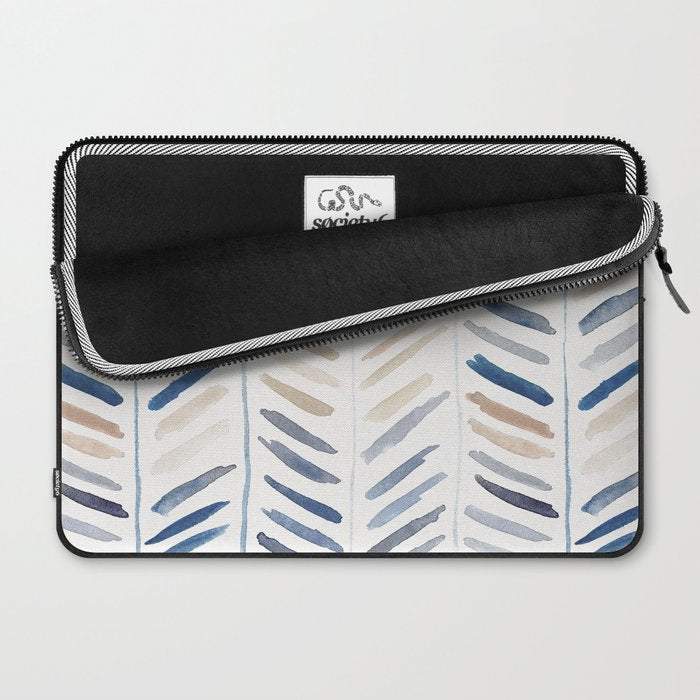 artistic herringbone in indigo and earthy shades Laptop Sleeve Gallery Image 2