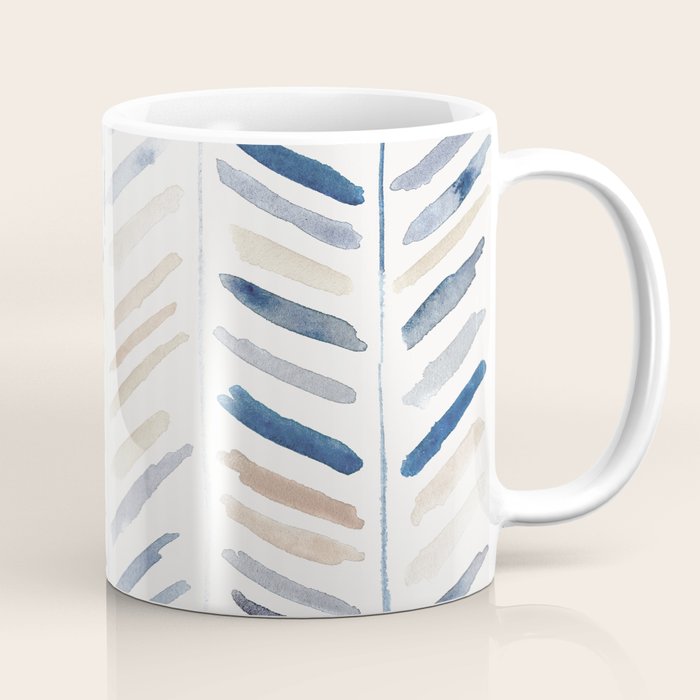 artistic herringbone in indigo and earthy shades Coffee Mug Gallery Image 1