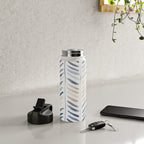 artistic herringbone in indigo and earthy shades Water Bottle Gallery Image 4