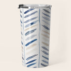 artistic herringbone in indigo and earthy shades Travel Mug Gallery Image 3