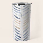 artistic herringbone in indigo and earthy shades Travel Mug Gallery Image 1