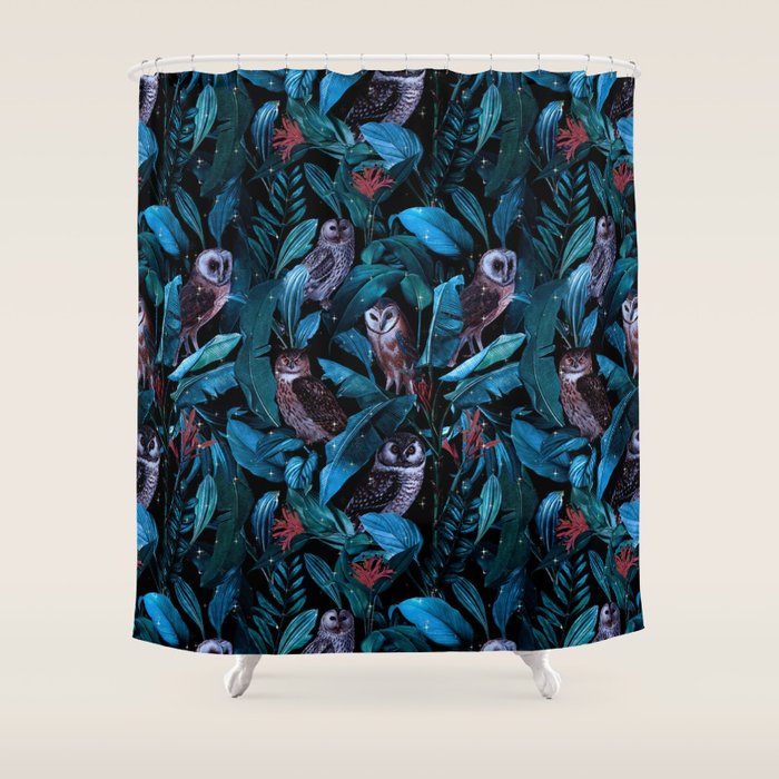 Owl and Leaf Garden Shower Curtain Gallery Image 1