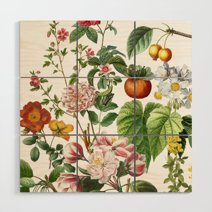 Persimmon Botanical Bloom Wood Wall Art Gallery Image 1