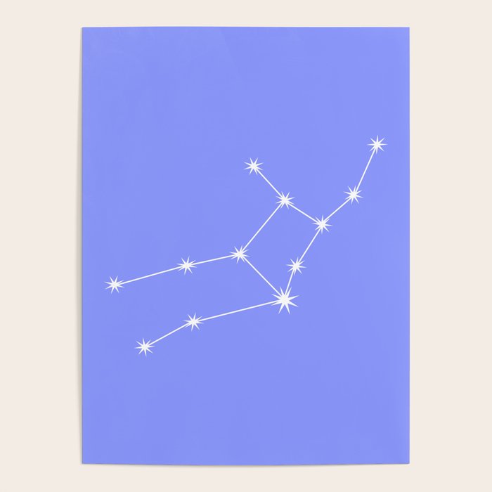 Virgo Zodiac Star Constellation Line Art Pastel Purple Poster Gallery Image 1
