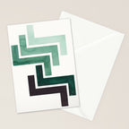 Deep Green Pattern Mid-century Modern Simple Geometric Pattern Watercolor Minimalist Art Squares Stationery Card Gallery Image 2