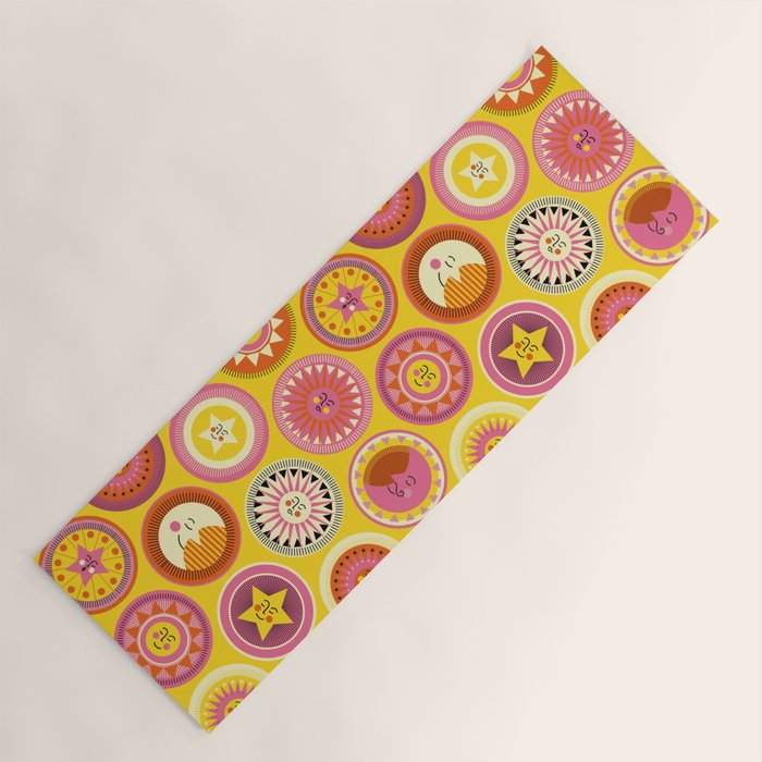 Many faces of Sun, Moon and Stars Yoga Mat Gallery Image 1